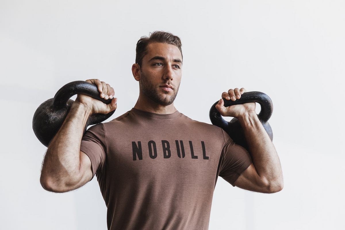 Nobull Men\'s T Shirts Brown | Australia (DE7903)